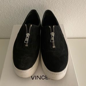 Vince Black suede zipper platforms